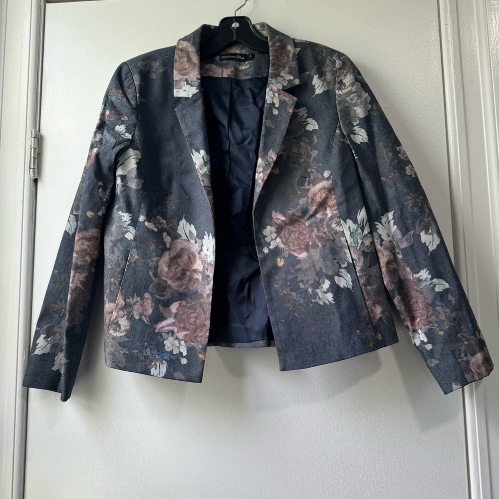 Estelle & Finn Floral Open Front Blazer Jacket Size 10